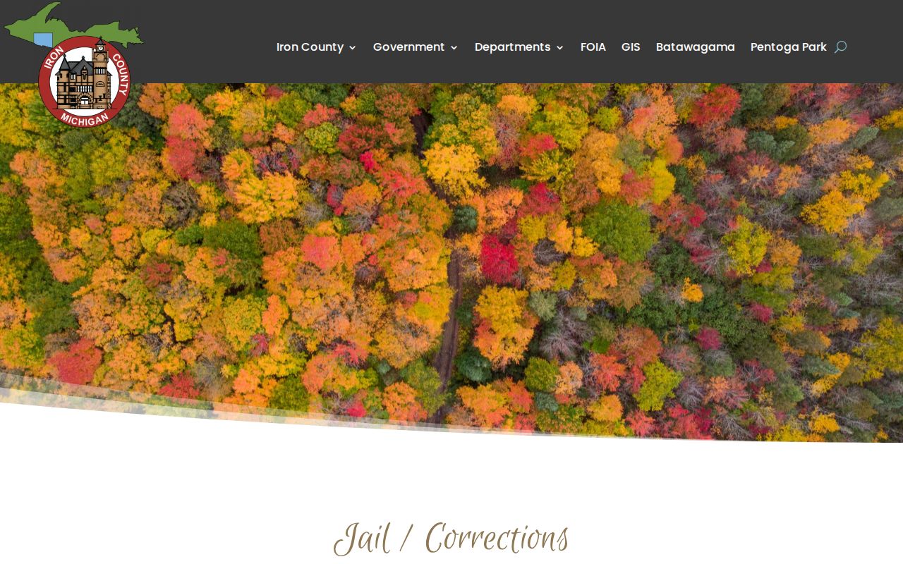 Iron County Michigan official Jail and Corrections page without a public inmate roster